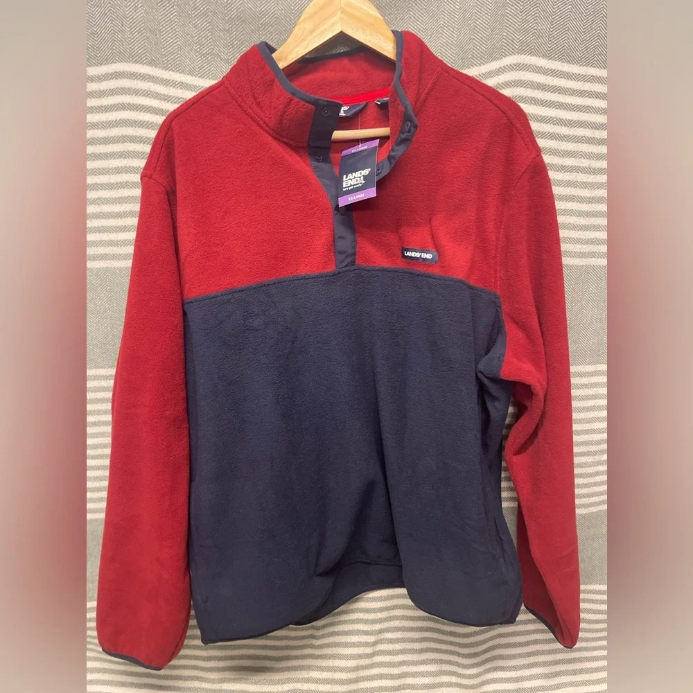 Lands End NWT Blue‎ and Red Pullover Size XXL